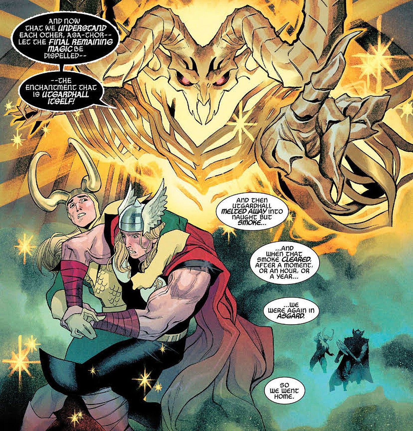 Immortal Thor #7, Loki e Thor escapam do Utgardrealm de volta para Asgard