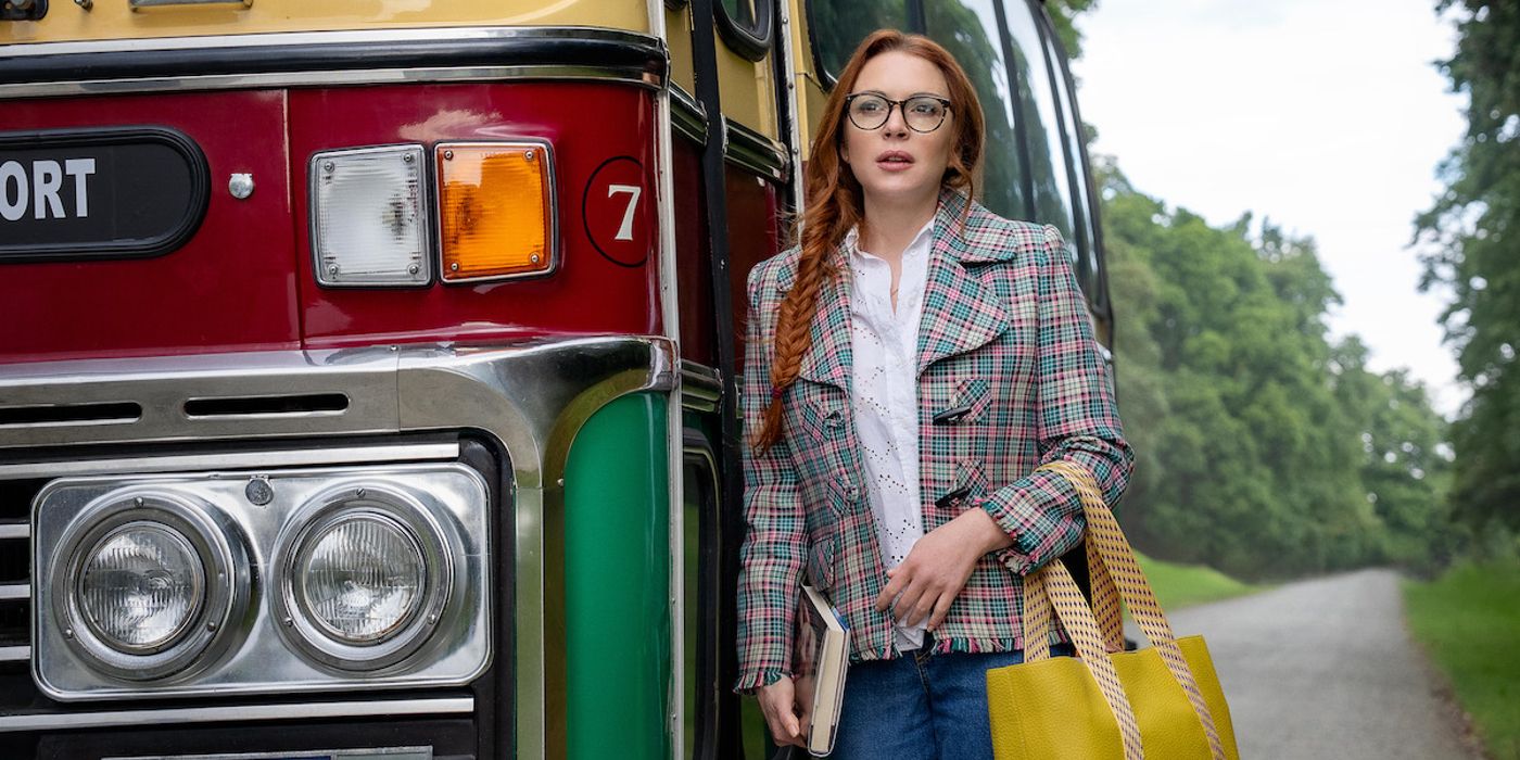 Irish Wish Lindsay Lohan standing next to a bus