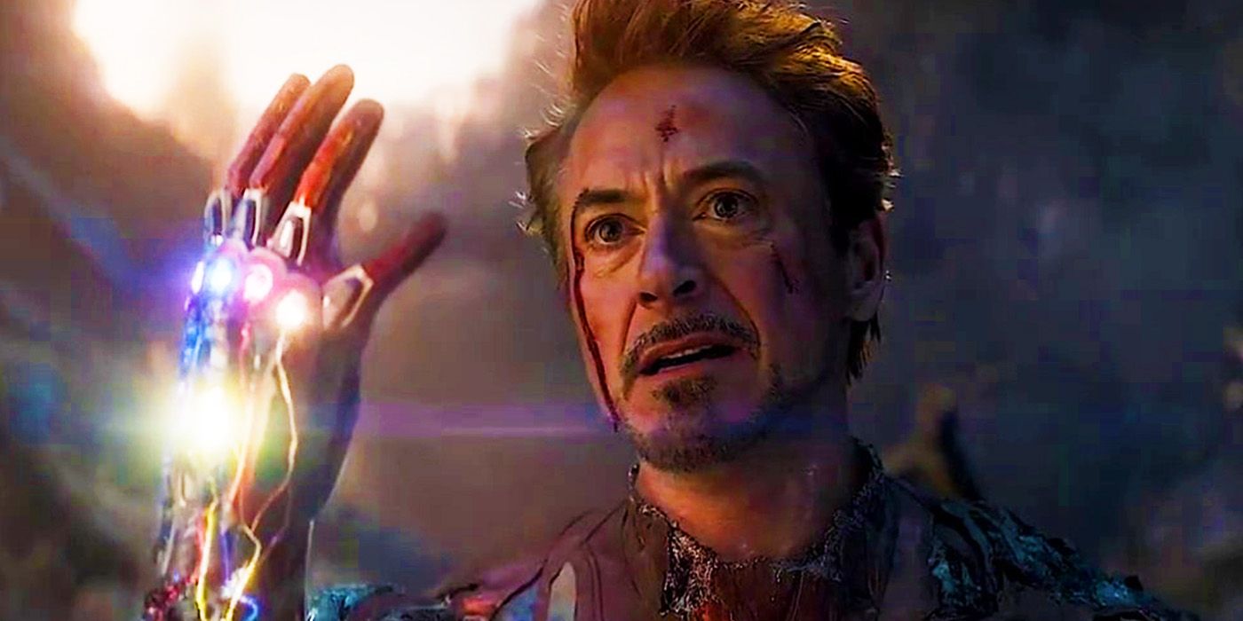 Homem de Ferro usando as Joias do Infinito para matar Thanos em Vingadores Ultimato
