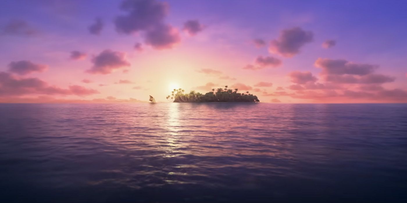 Island on the horizon in the Moana 2