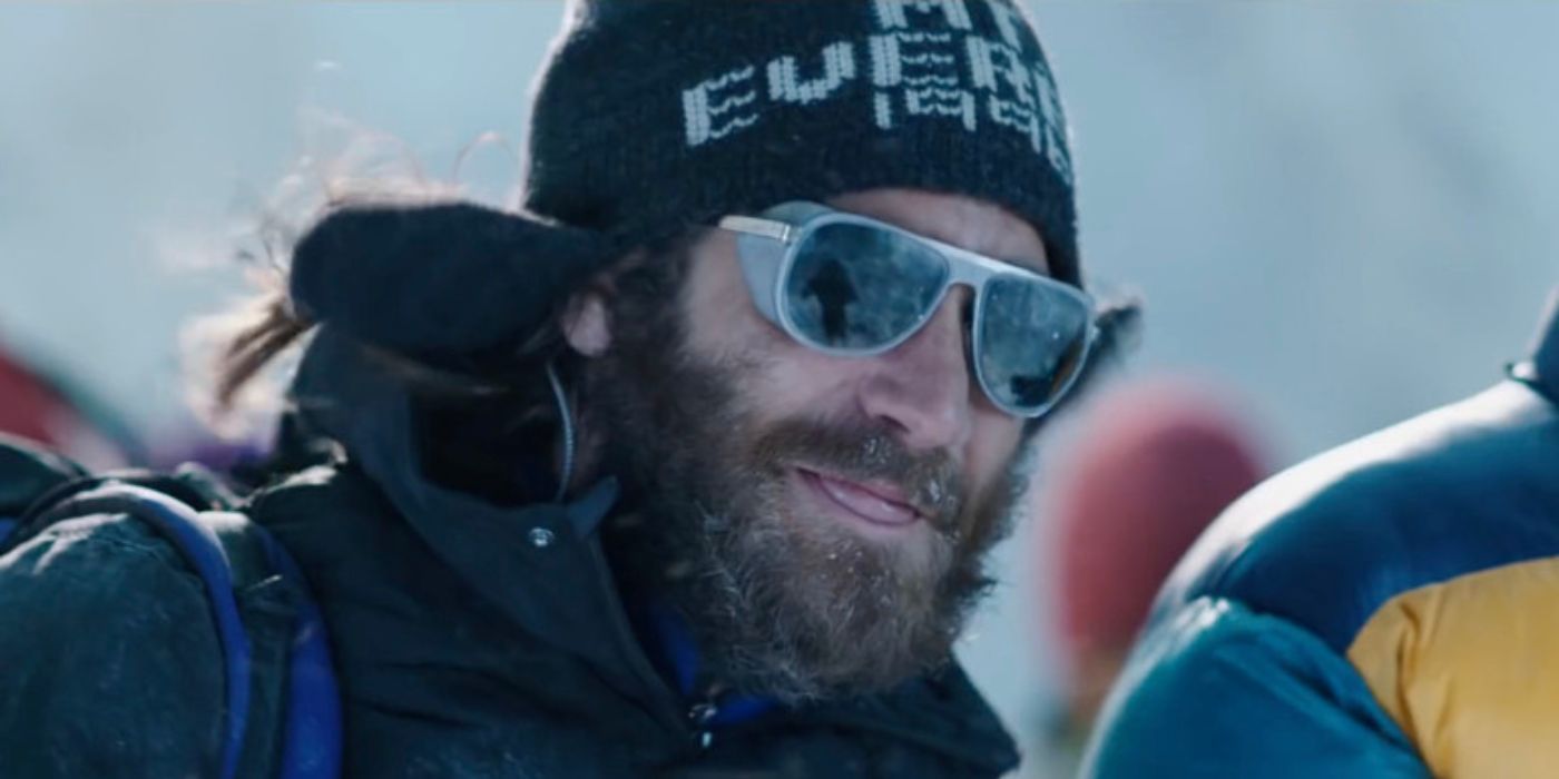 Jake Gyllenhaal as Scott Fischer smiles in a scene from Everest.