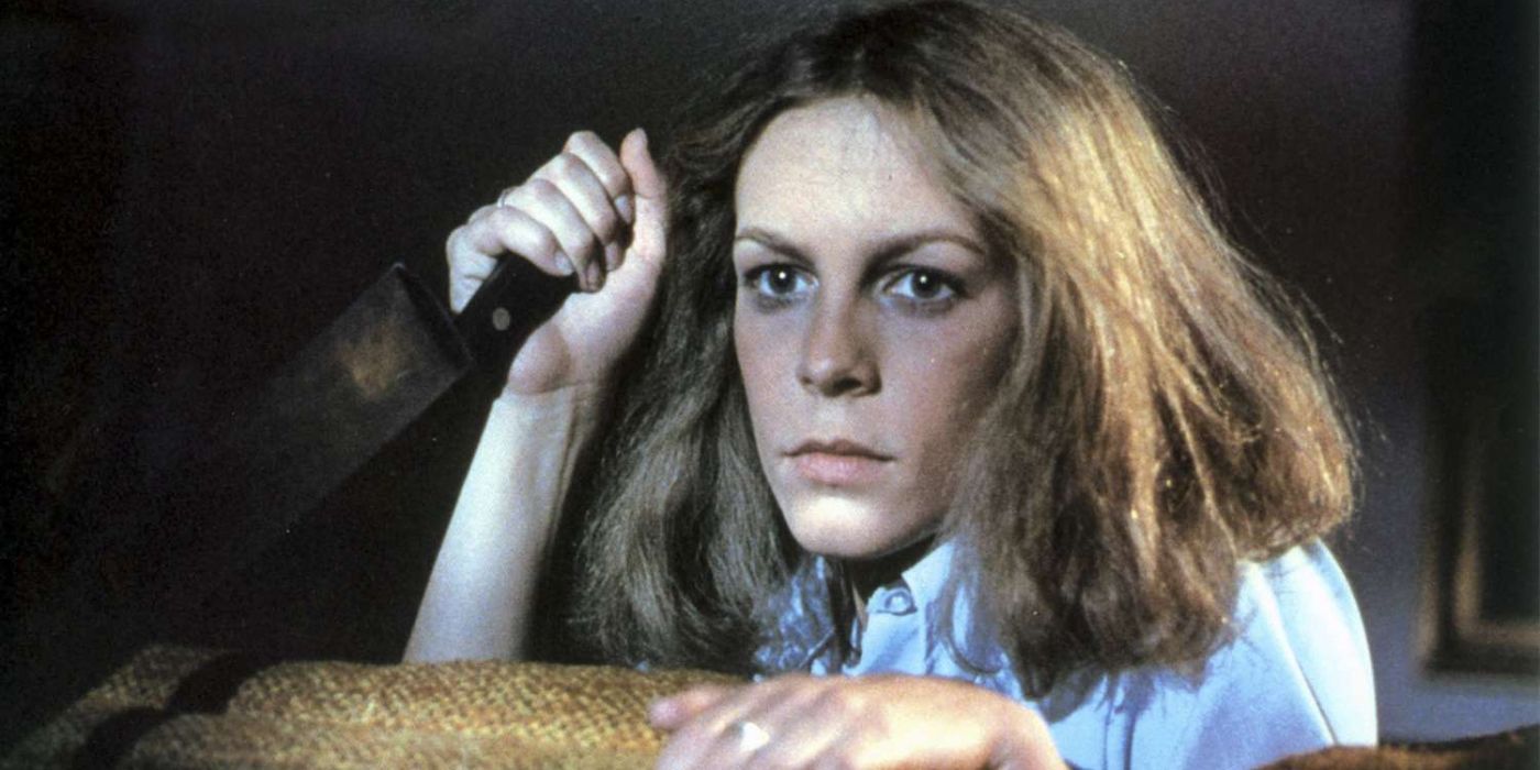 Jamie Lee Curtis as Laurie Strode in a scene from Halloween.