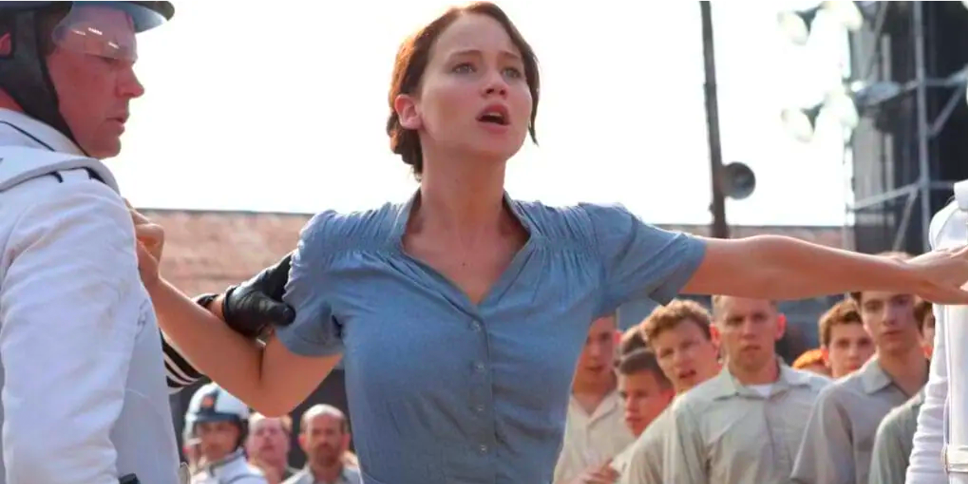 Jennifer Lawrence as Katniss Everdeen in The Hunger Games
