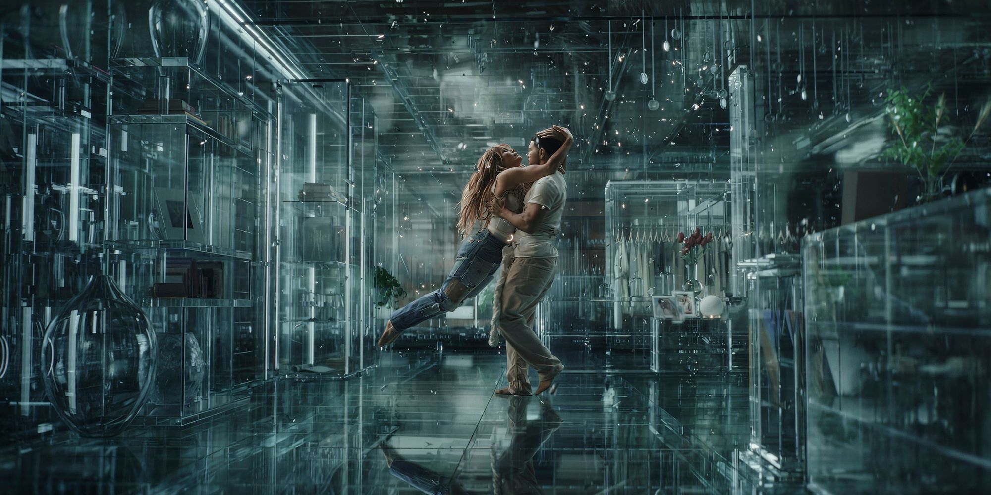 jennifer lopez being carried by a partner in a house of glass for this is me now