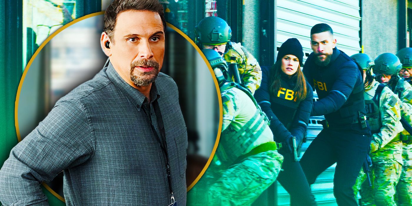 Jeremy Sisto in FBI season 6 juxtaposed with agents ready to break down a door