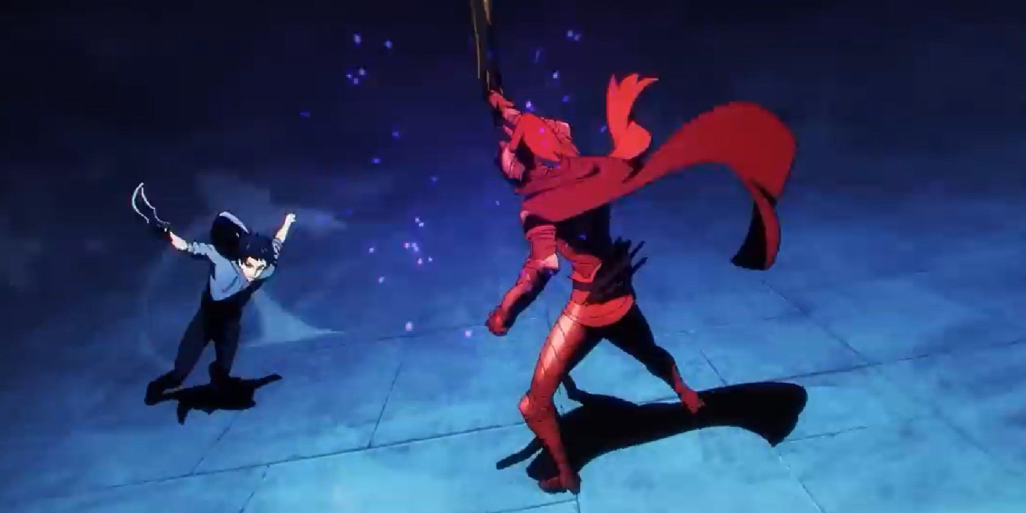 Jinwoo vs Red Knight na adaptação do anime Solo Leveling.