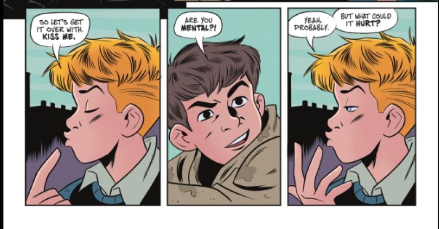 John Constantine and Gaz about to kiss in DC Valentine Special How to Lose Guy Gardner in 10 Days