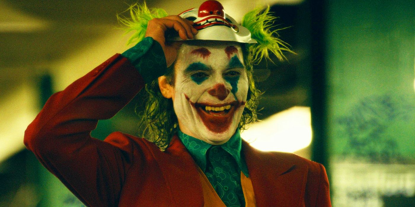 Joker wearing a clown mask in 2019's Joker