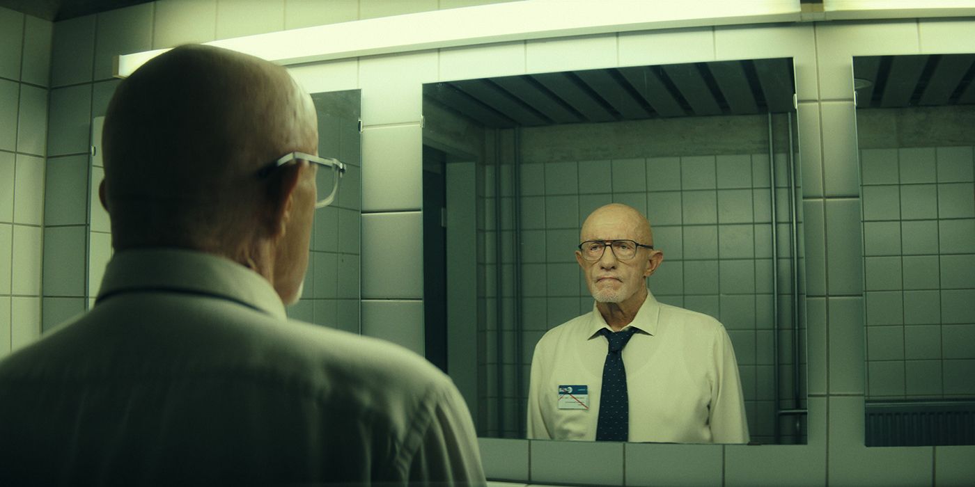Jonathan Banks as Henry looking in the mirror in Constellation