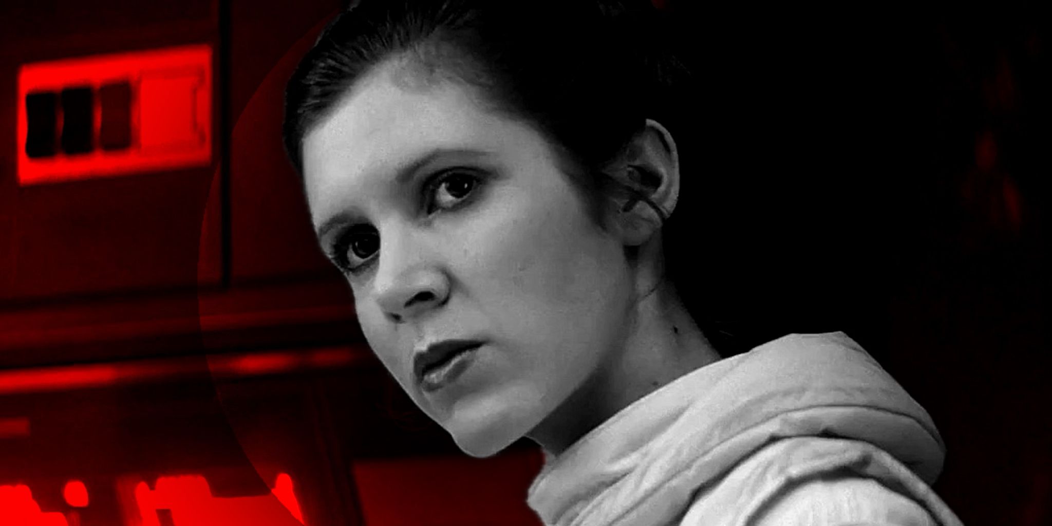 Carrie Fisher as Princess Leia Organa looking stern in The Empire Strikes Back