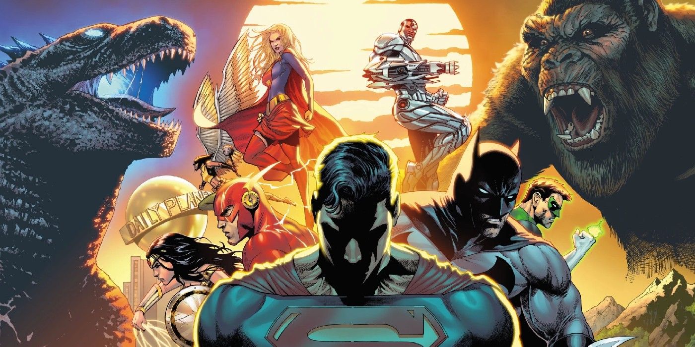 justice league vs godzilla cover art