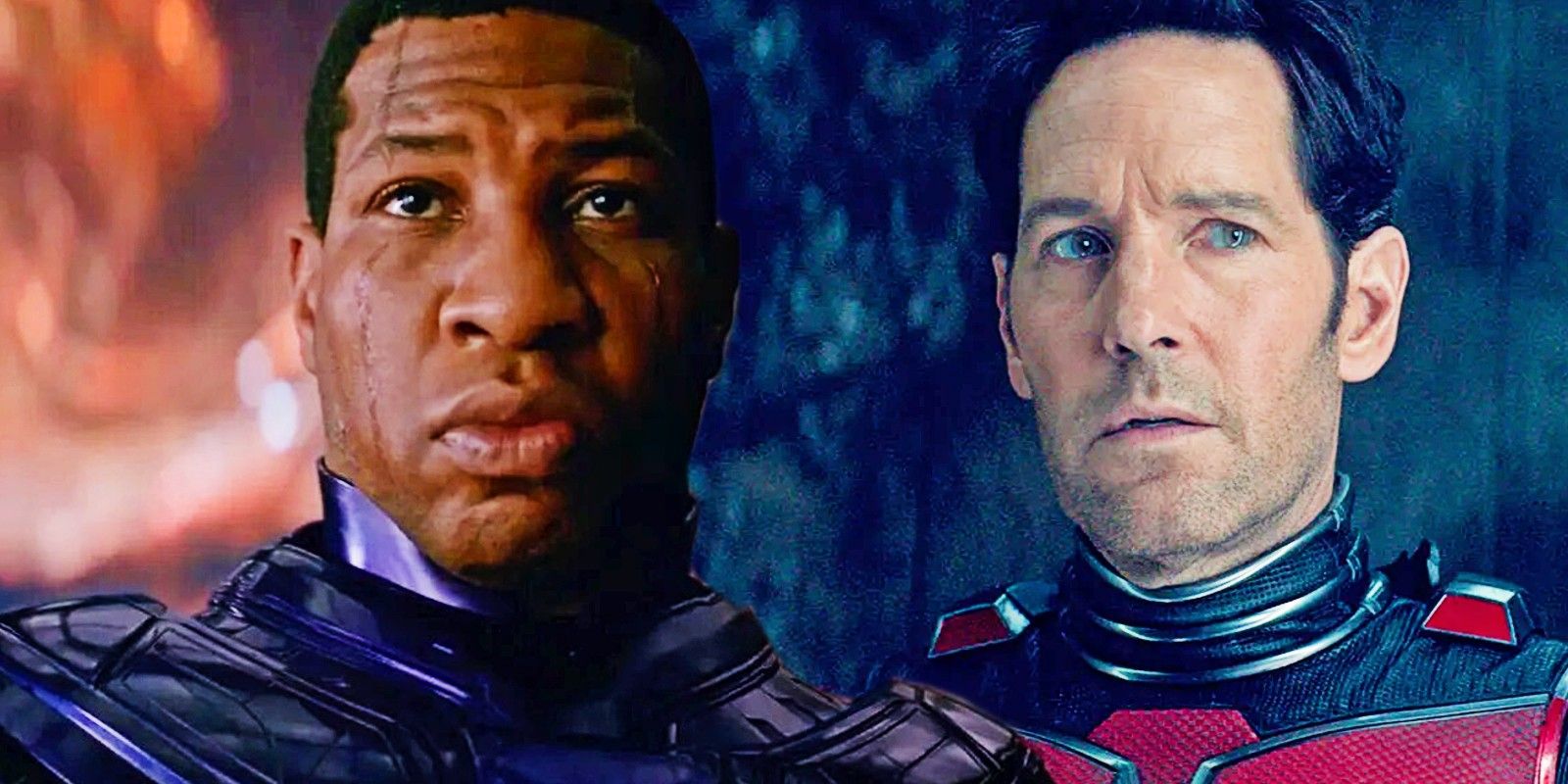 Jonathan Majors' Kang and Paul Rudd's Ant-Man from Ant-Man and the Wasp: Quantumania