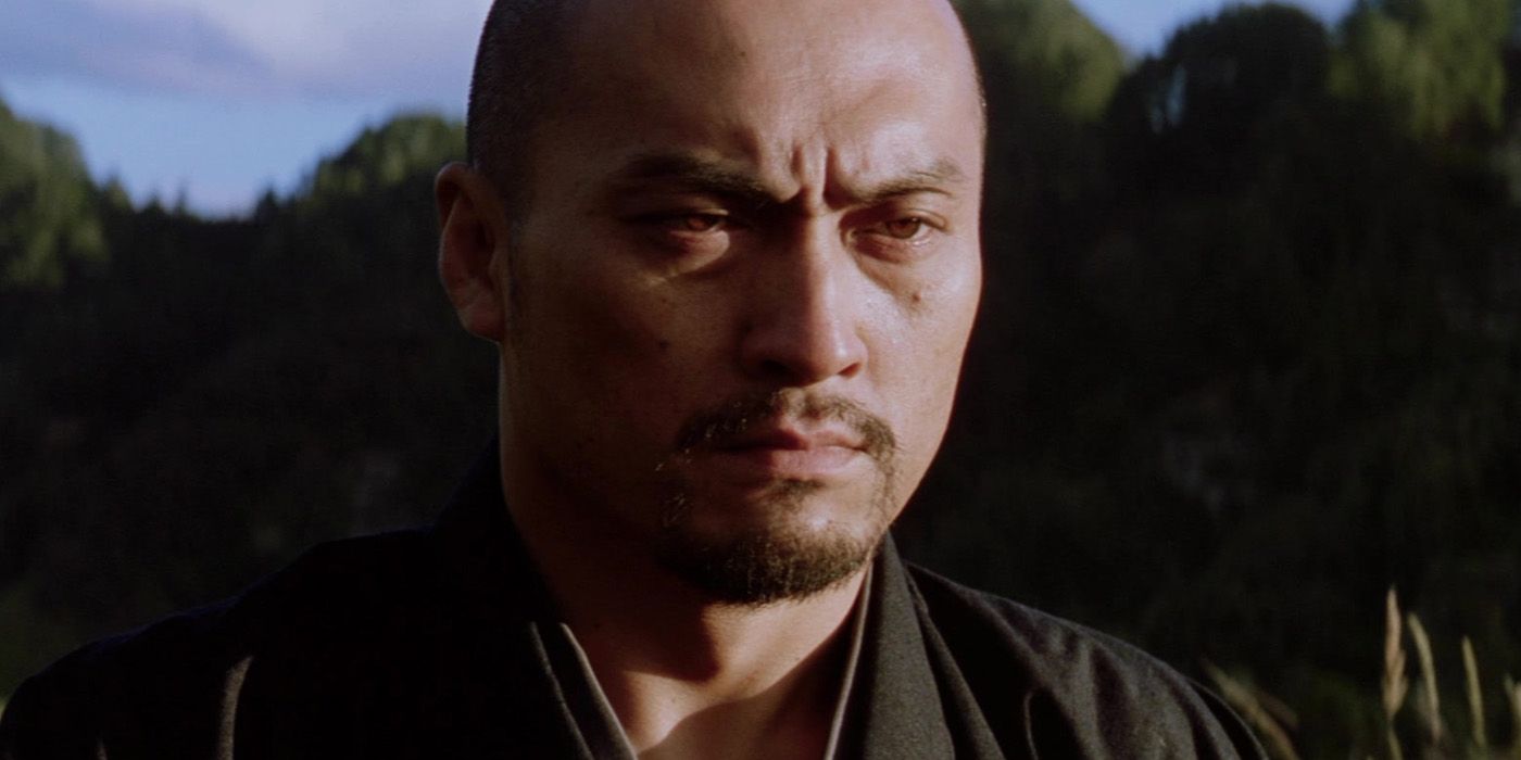 Katsumoto Moritsugu (Ken Watanabe) meditating in The Last Samurai