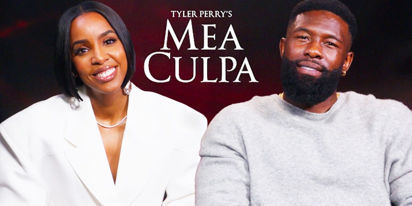 Edited image of Kelly Rowland & Trevante Rhodes during Mea Culpa interview