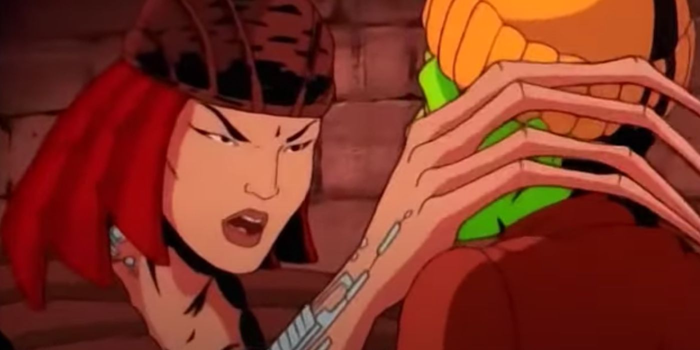 Lady Deathstrike ameaçando alguém com seus poderes em X-Men The Animated Series