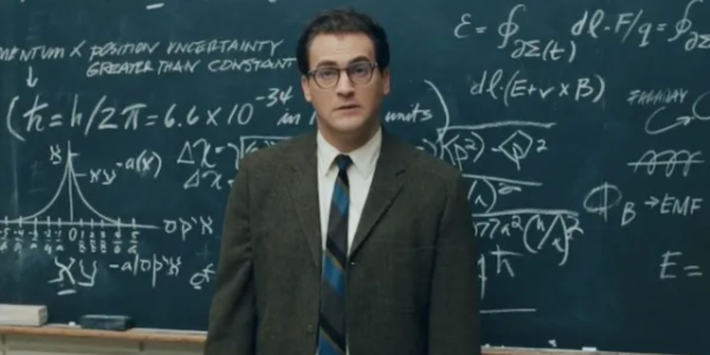 Larry standing in front of a chalkboard in A Serious Man
