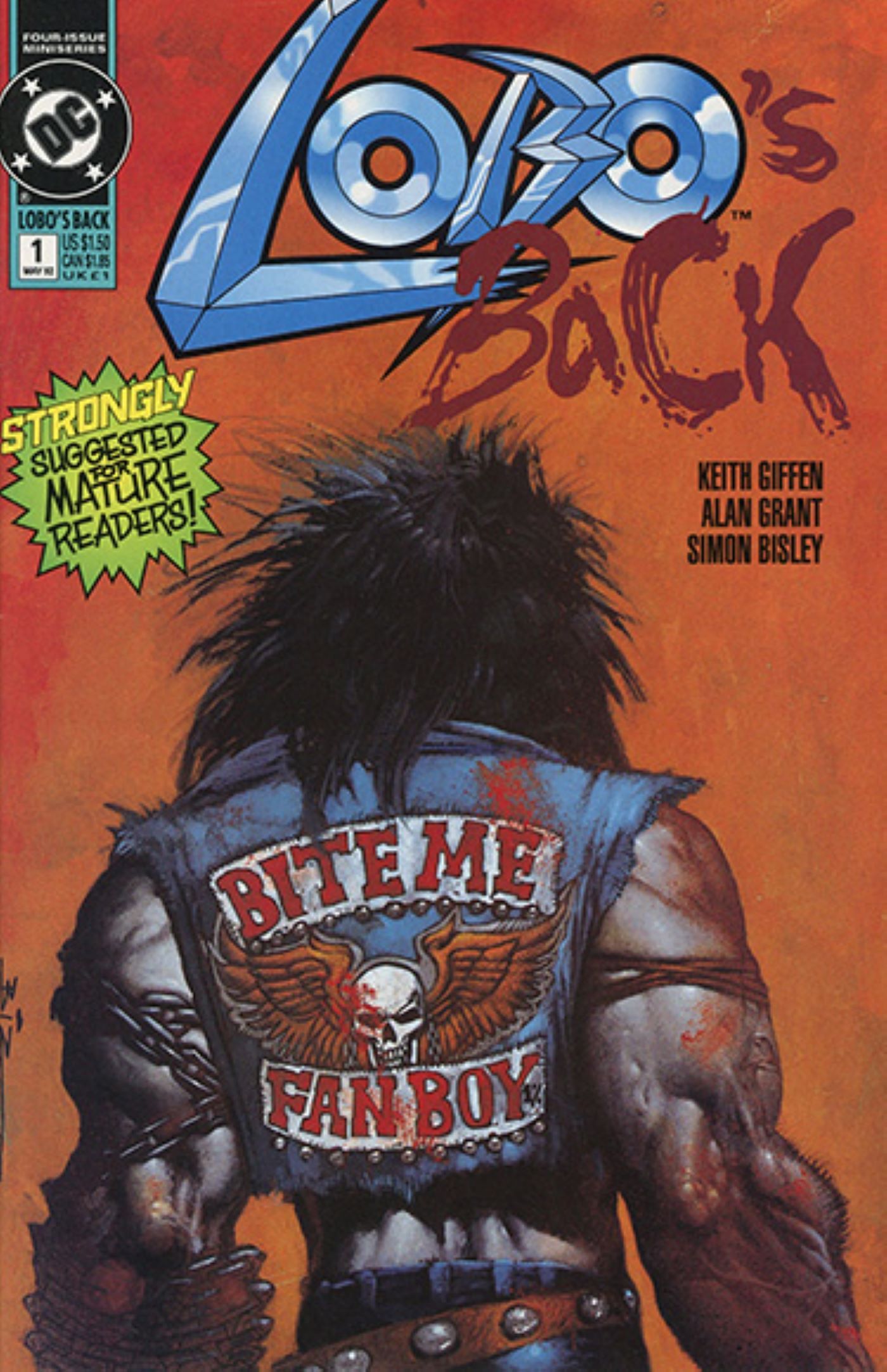 Capa da Back #1 do Lobo com ele vestindo sua jaqueta jeans morde-me fanboy
