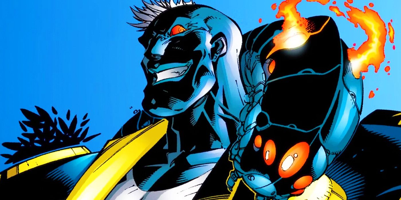 Maggott com seu verme robótico na Marvel Comics