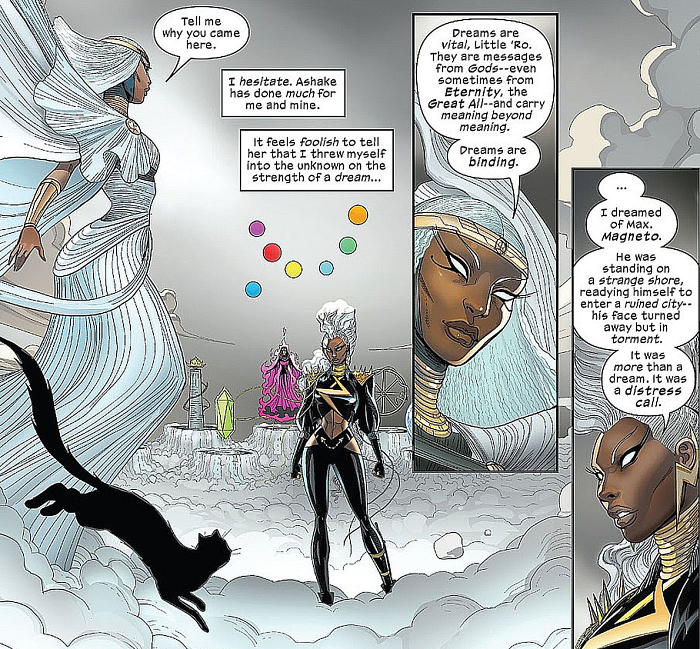 Ressurreição de Magneto #1, o ancestral de Storm diz a ela "sonhos são mensagens dos deuses"