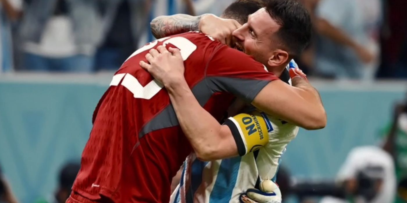 Messi and Emiliano Martinez at Messi's World Cup