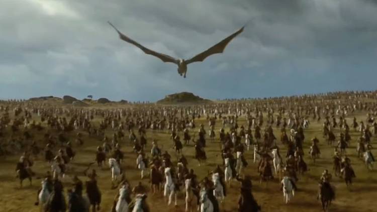Dothraki and Drogon charge Game of Thrones