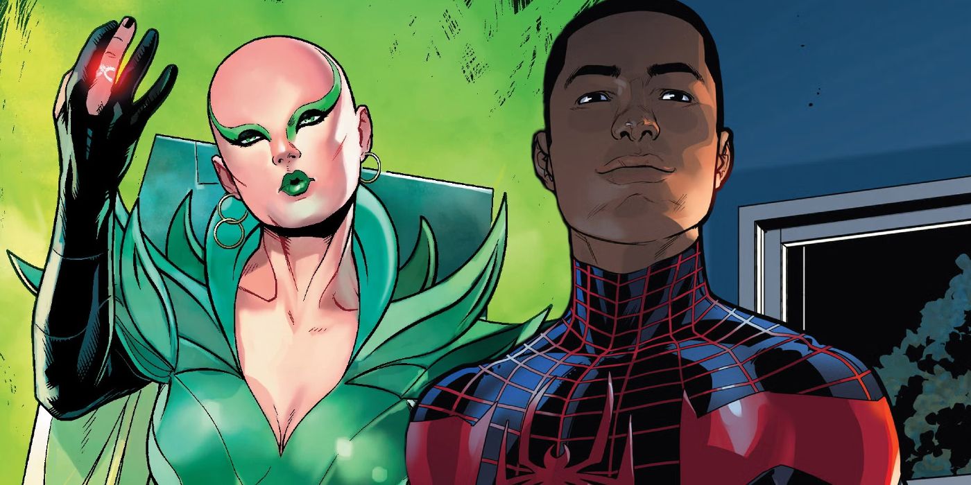 Split image of Moondragon and Miles Morales in Marvel Comics