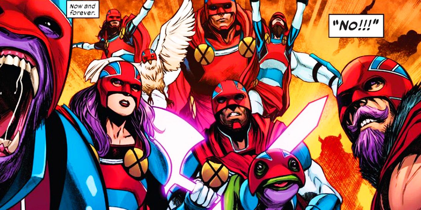 Marvel Comics' Captain Britain Corps banding together