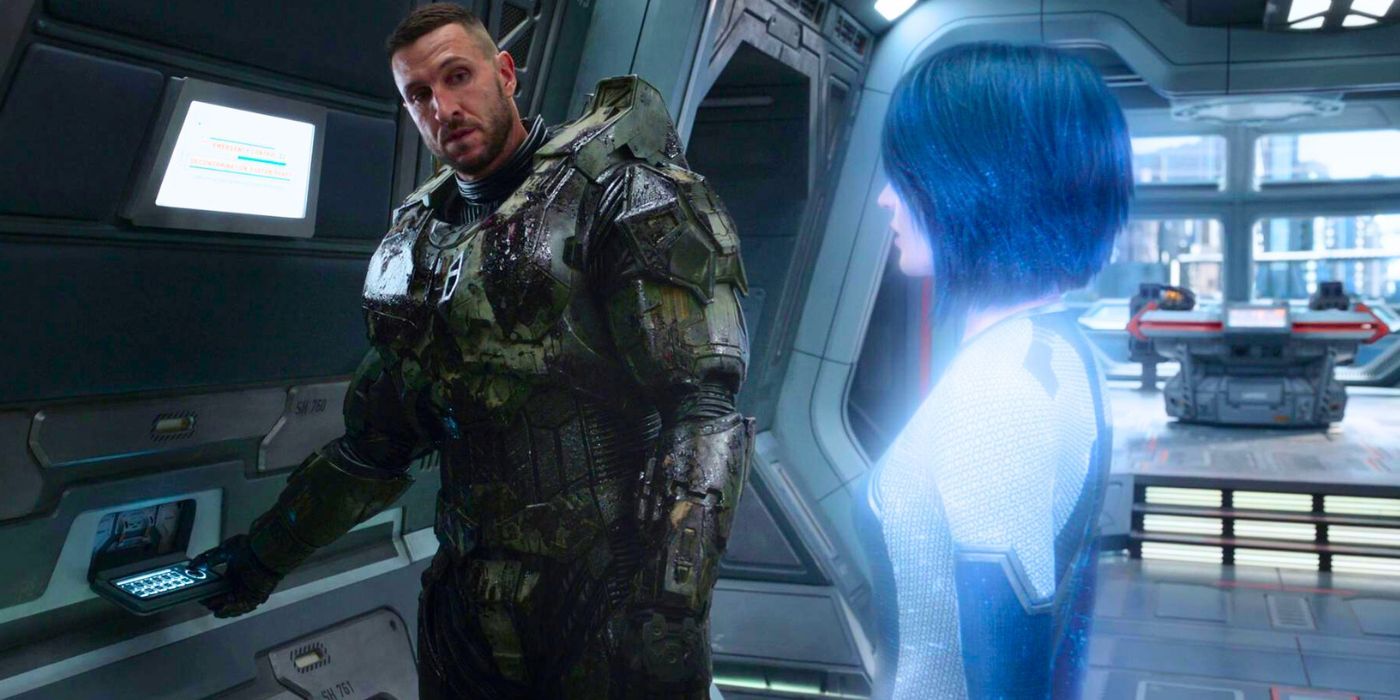 El maestro John (Pablo Schreiber) habla con Cortana (Jen Taylor) en Halo