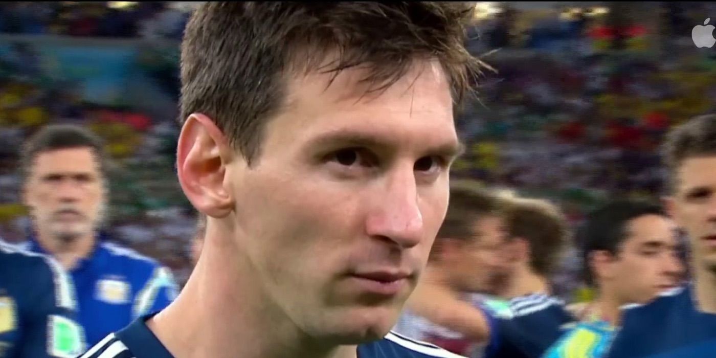 Lionel Messi after the 2014 World Cup Final in Messi's World Cup: The Rise of a Legend