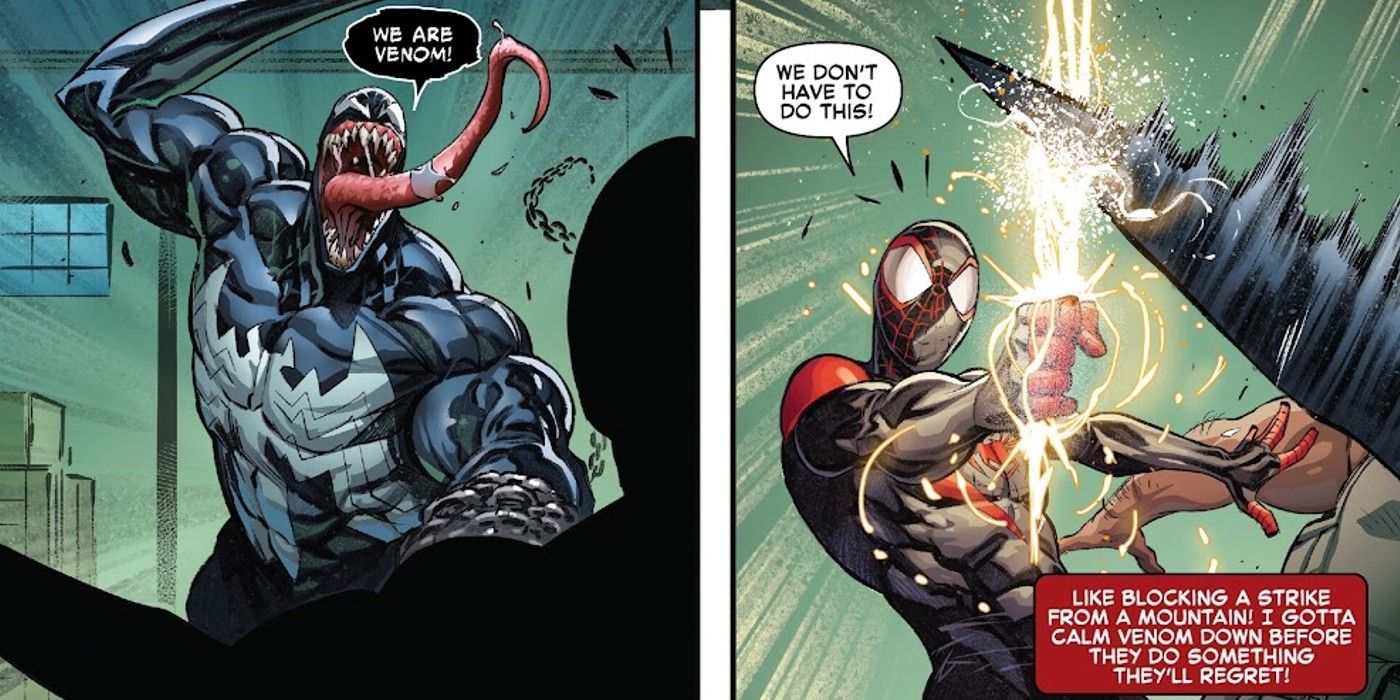 Miles Morales Spider-Man uses Venom Saber on Dylan Brock