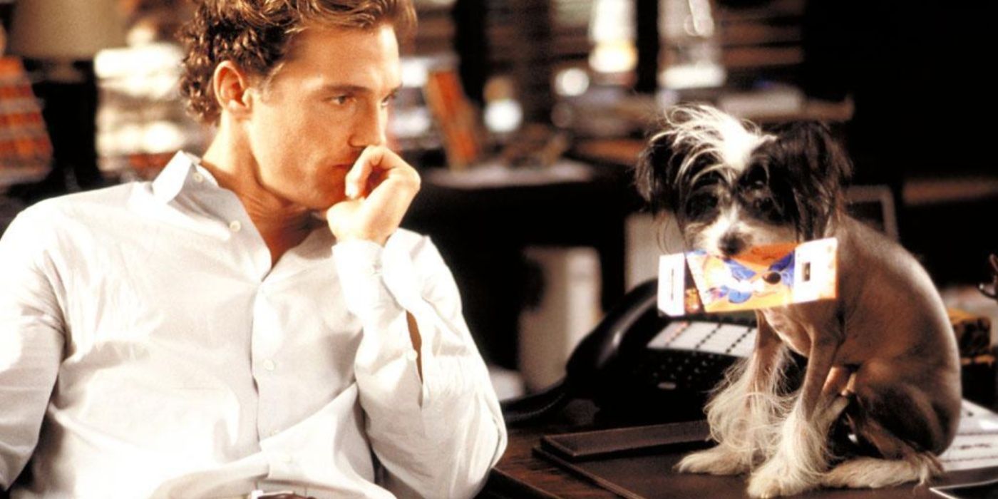 Ben (Matthew McConaughey) looks at the dog in How to Lose a Guy in 10 Days