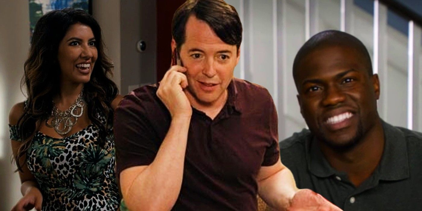 Blended image of Stephanie Beatriz, Matthew Broderick, and Kevin Hart in Modern Family