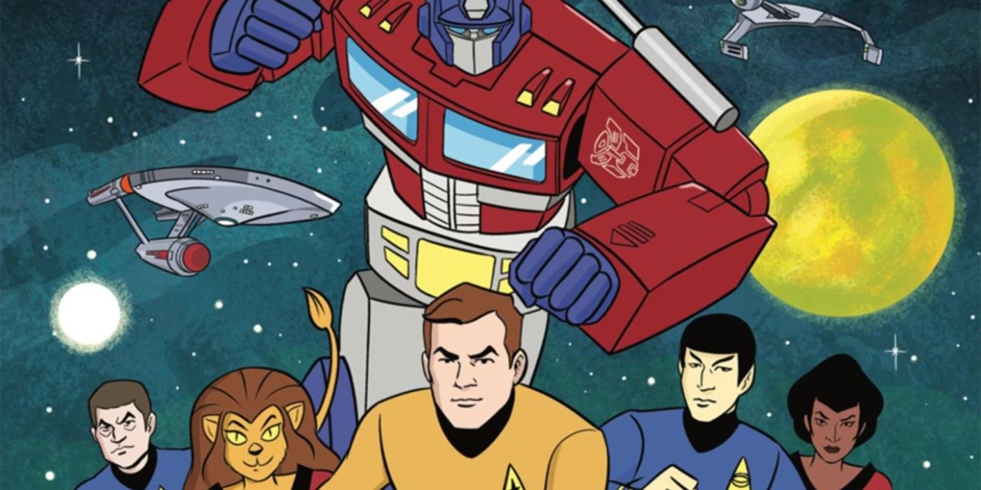 Optimus Prime and the crew of the Enterprise charge forwards