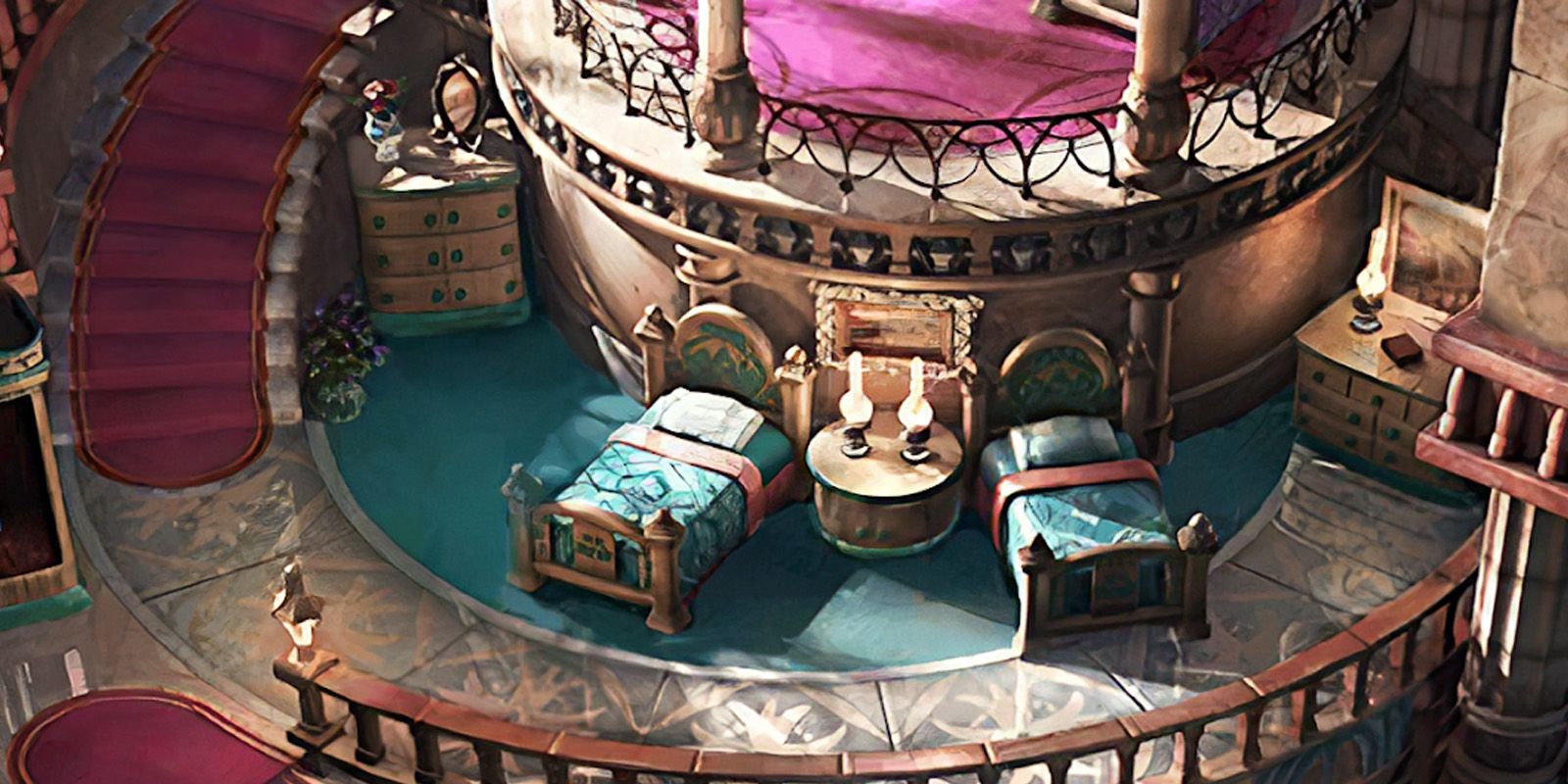 A castle bedroom in Final Fantasy 9 with Moguri Mod installed.