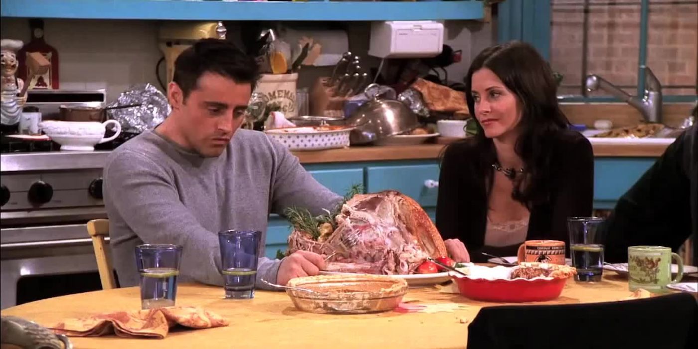 Monica watching Joey eat a whole turkey in Friends