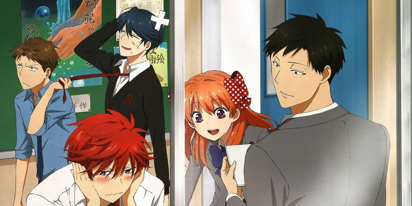 Nozaki-kun Chiyo, da Monthly Girls, passeando na escola com Nozaki e Mikoto