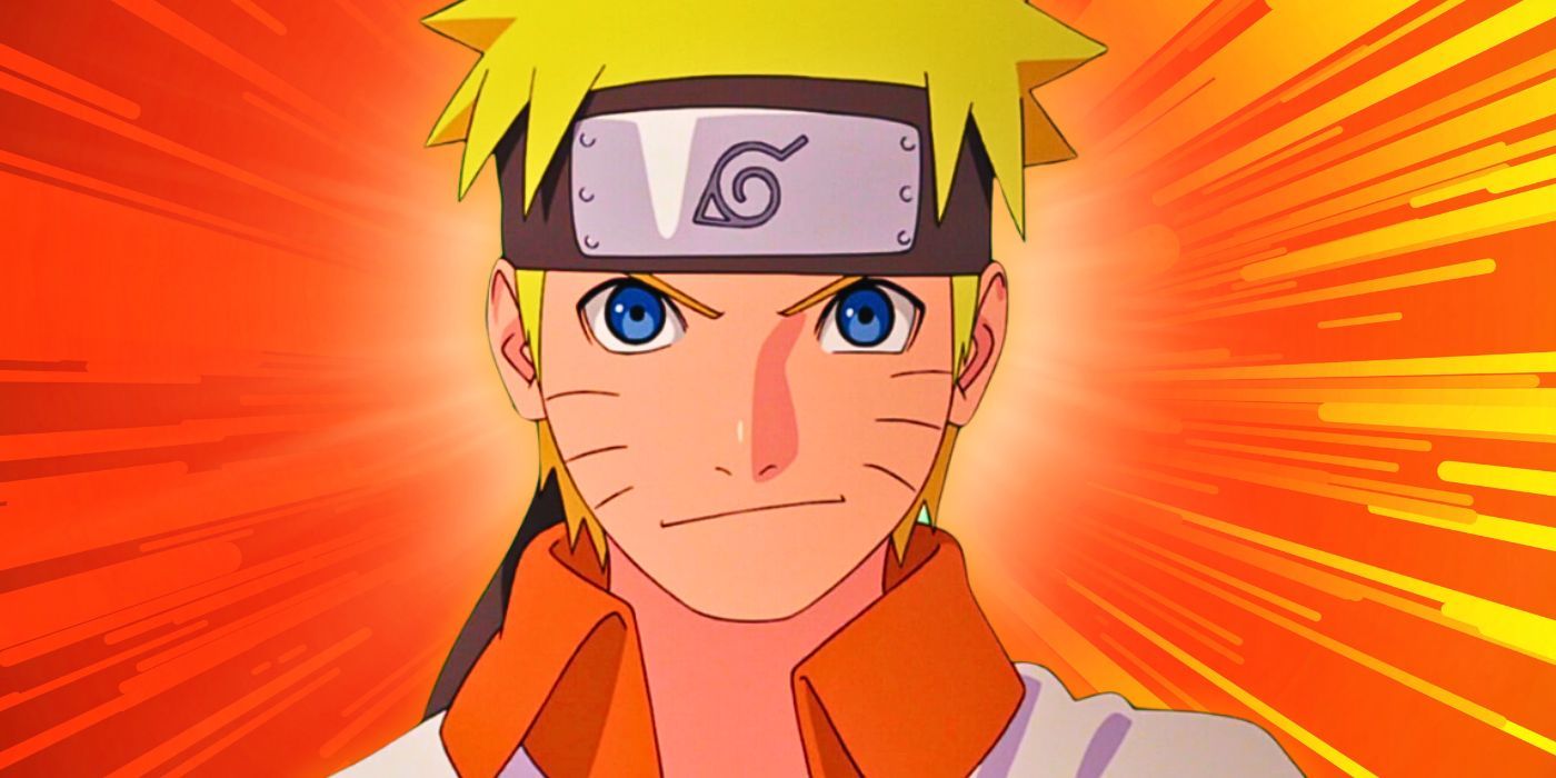 An image of Naruto smiling against an orange and yellow background