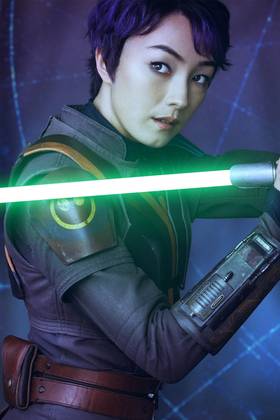 Natasha Liu Bordizzo as Sabine Wren in Ahsoka Textless Poster