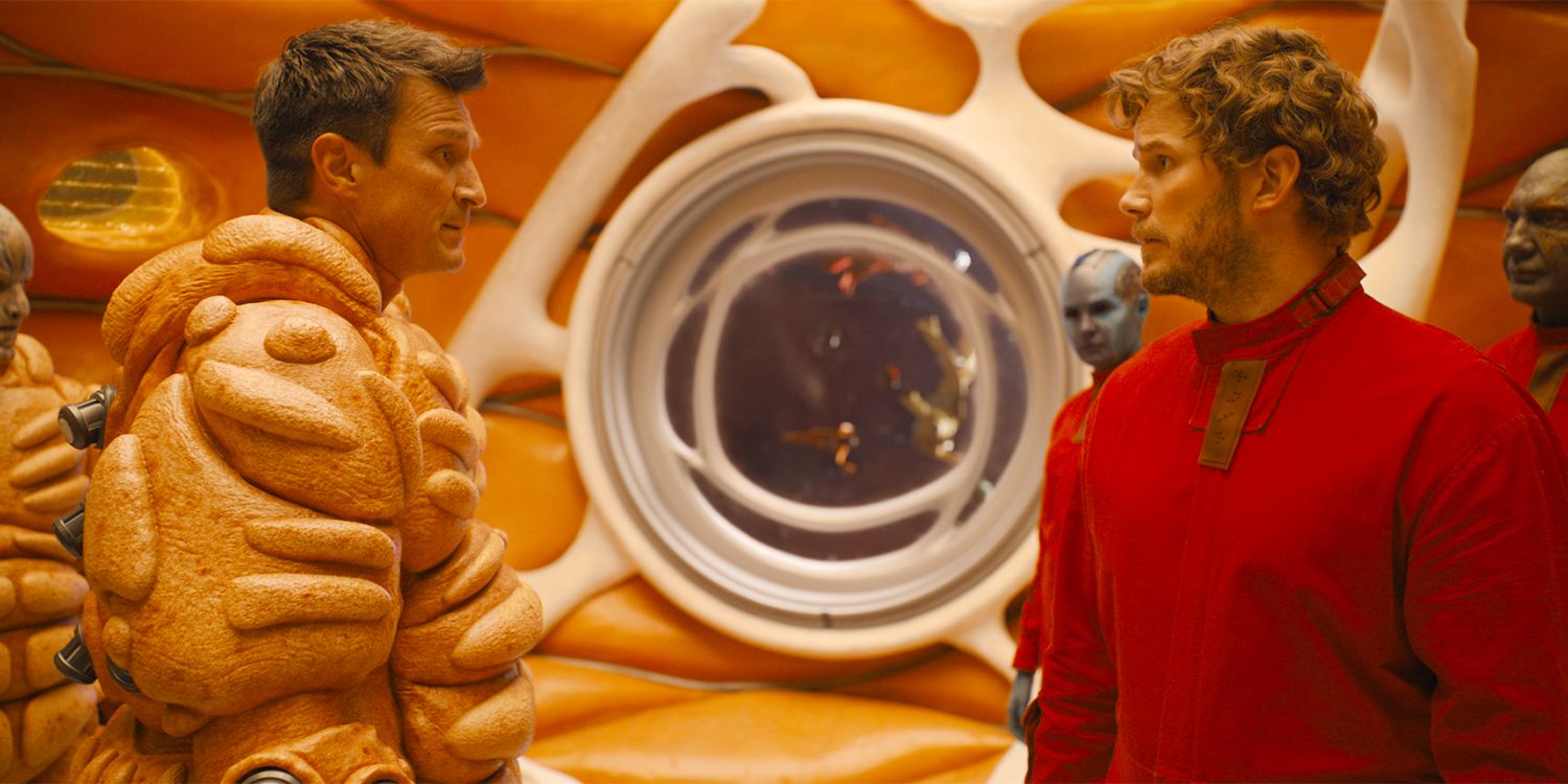 Nathan Fillion e Chris Pratt no Orgoscópio dos Guardiões da Galáxia vol.  3