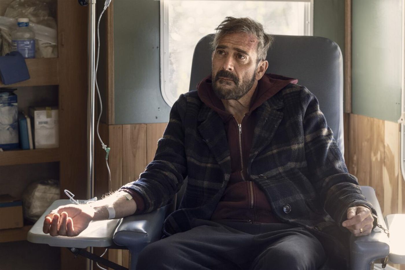 Negan receives medical treatment in the AMC television adaptation of Walking Dead