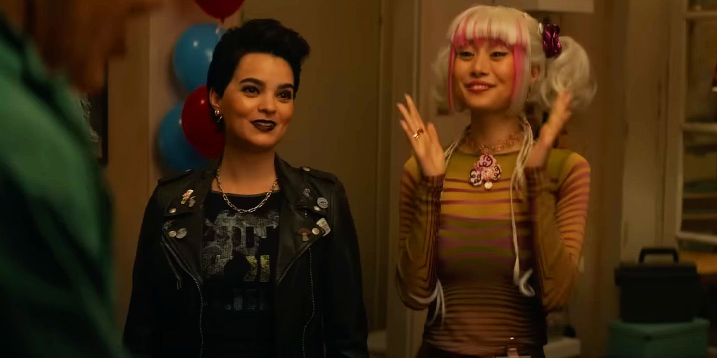 Negasonic Teenage Warhead and Yukio celebrate at Wade's party in Deadpool and Wolverine