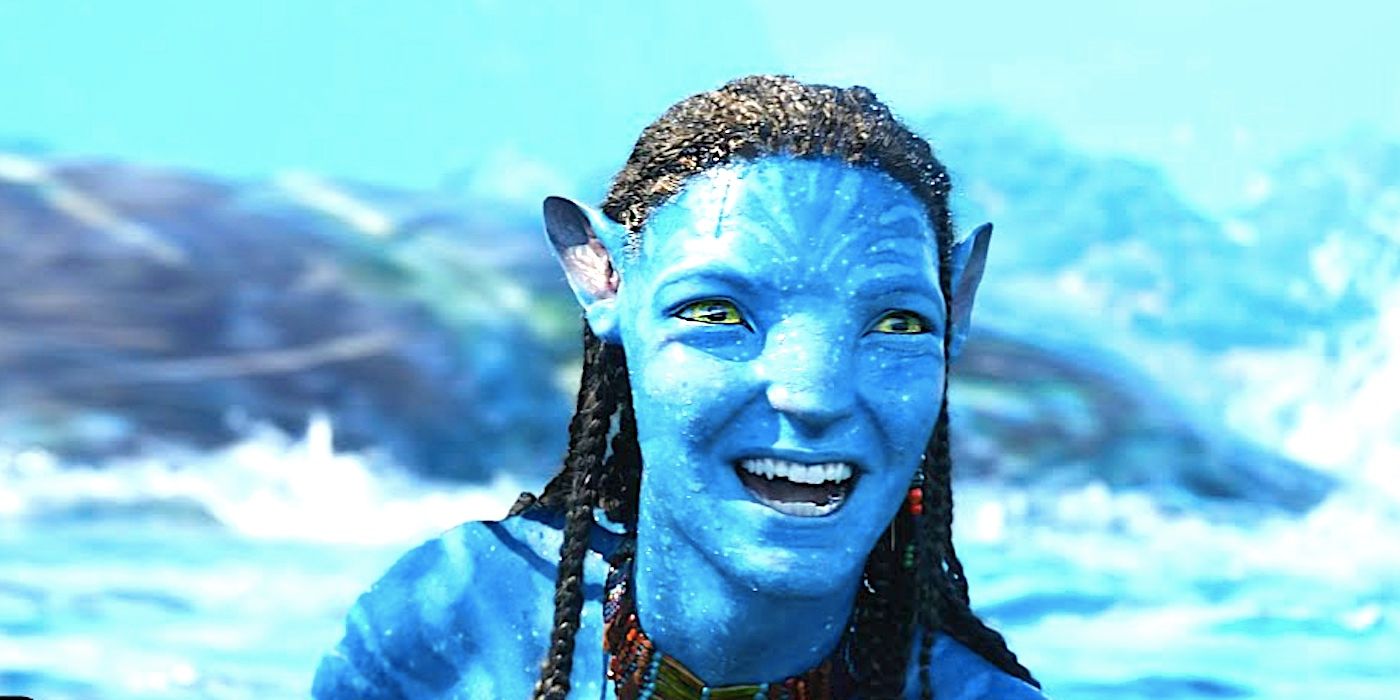 Neteyam laughing in the water in Avatar: The Way of Water