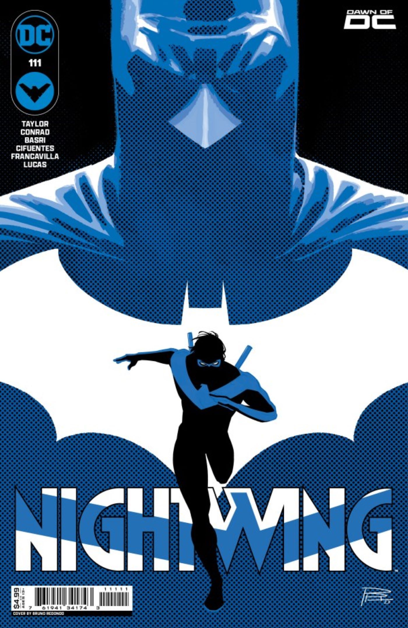 Nightwing #111 featuring Dick Grayson and Batman sillouette