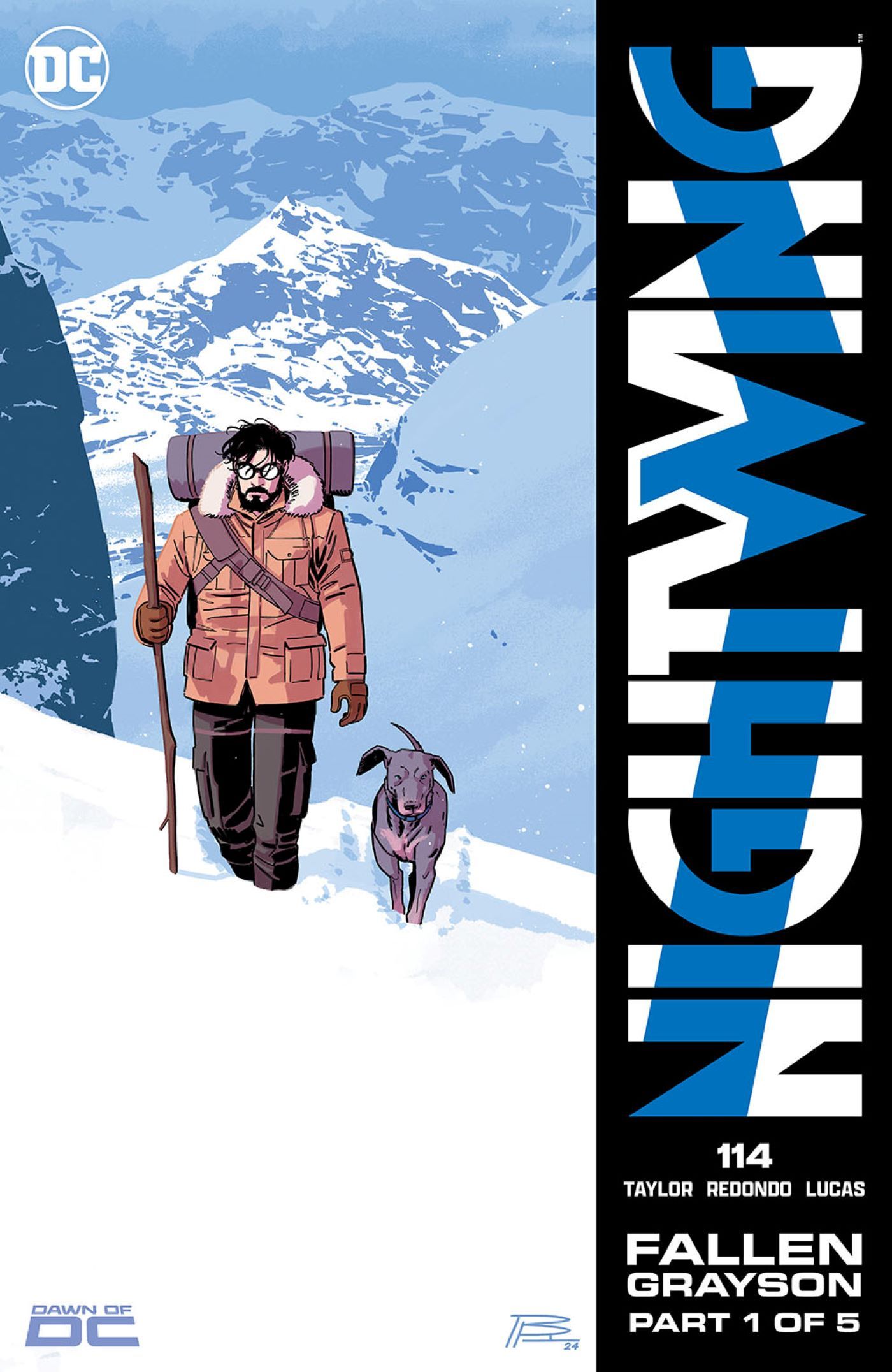 Nightwing 114 (Redondo) Cover featuring Dick with a beard and Haley