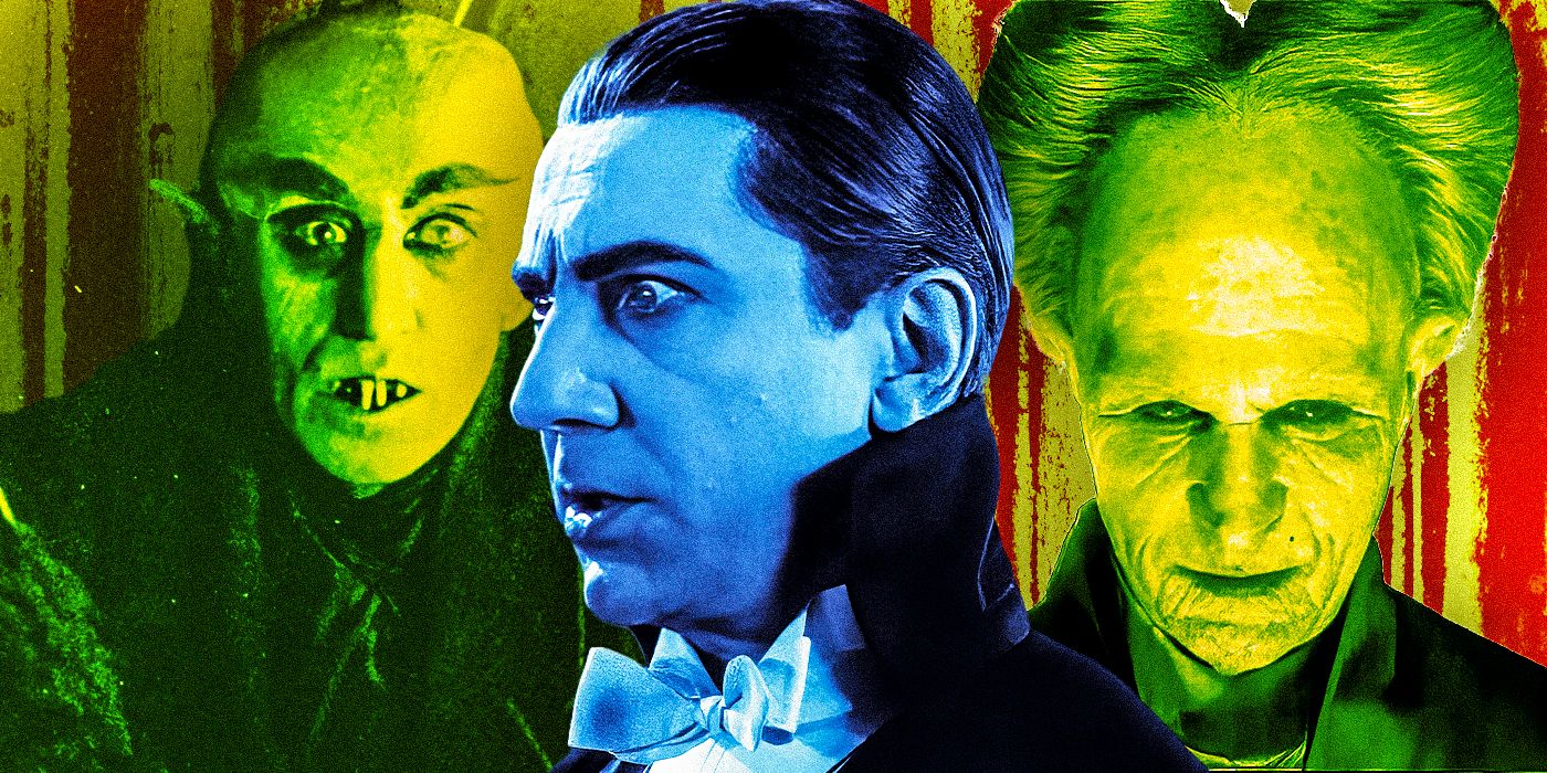 Nosferatu next to Bela Lugosi and Gary Oldman as Dracula