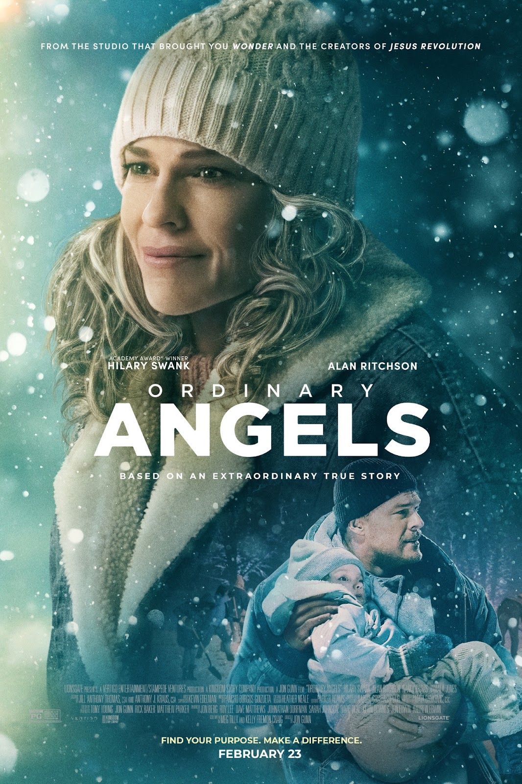 Ordinary Angels Movie Poster With Hilary Swank and Alan Ritchman