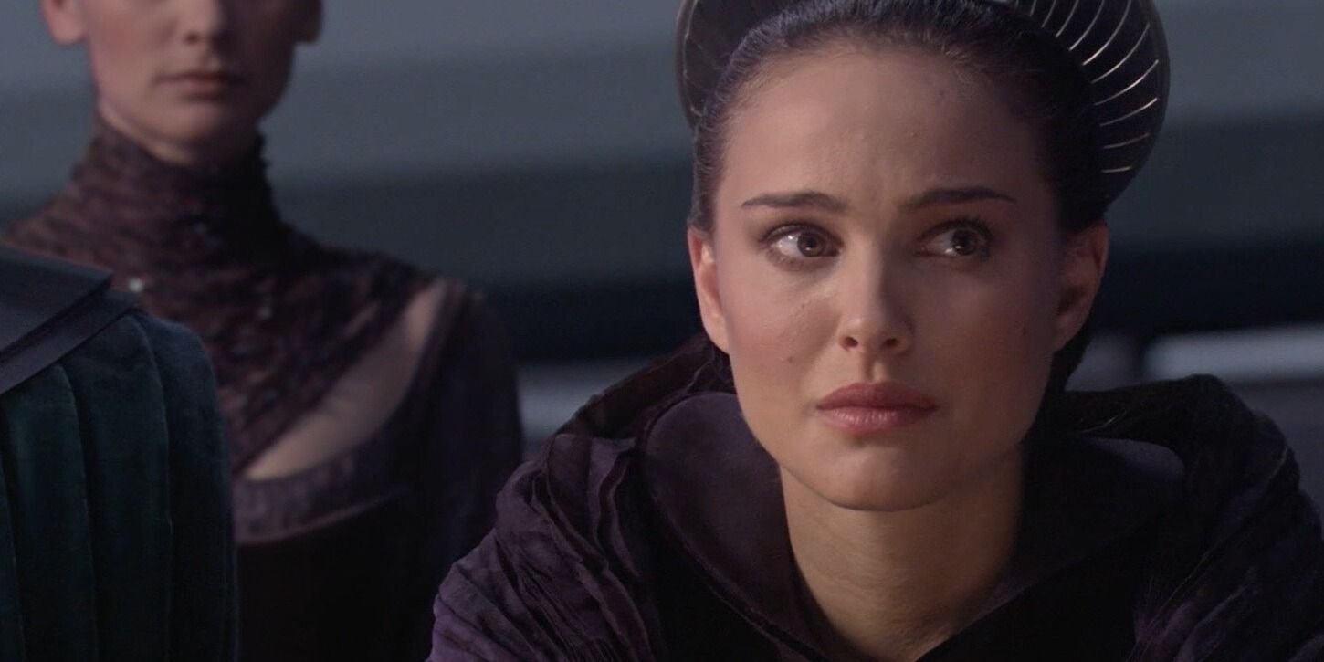 Padme looking upset after saying her "With Thunderous Applause" quote in Revenge of the Sith