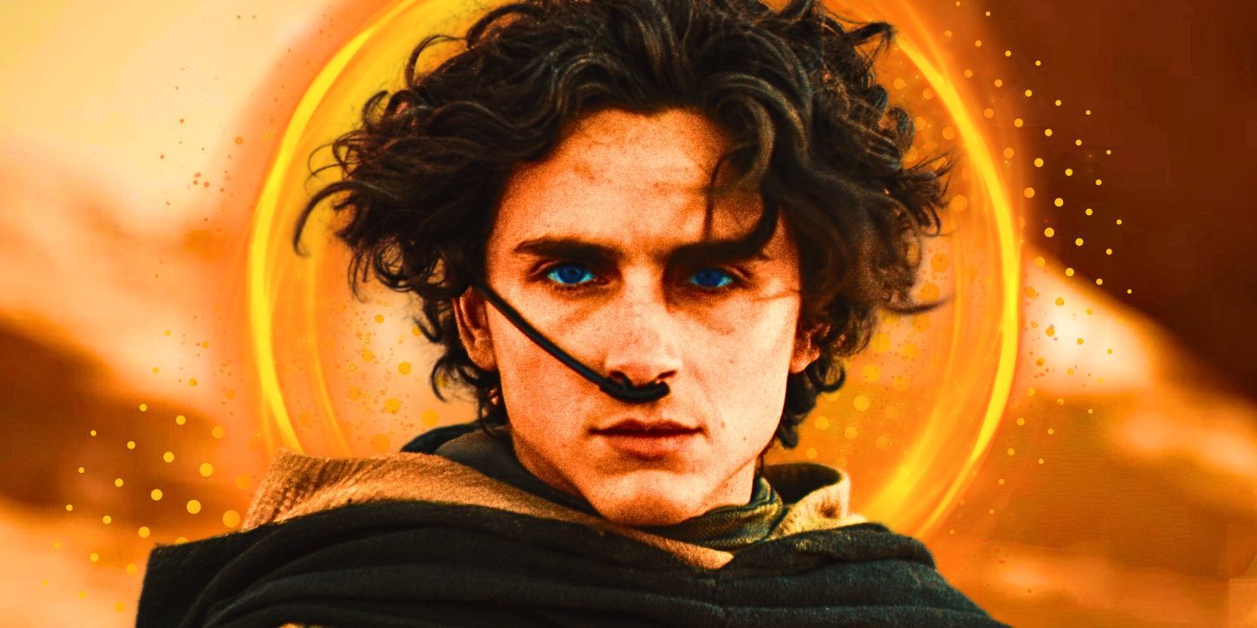 Timothée Chalamet as Paul Atreides in Dune 2 with glowing circle