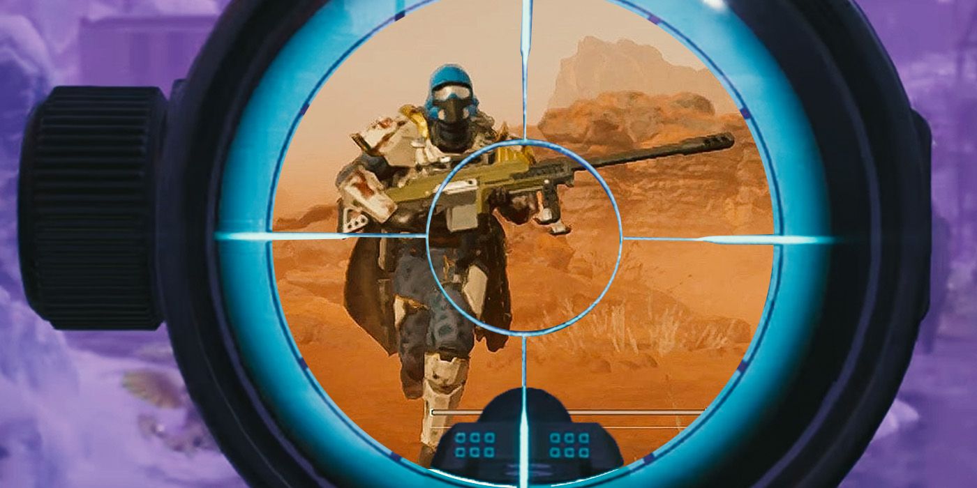 Jogador usando o rifle antimaterial em Helldivers 2