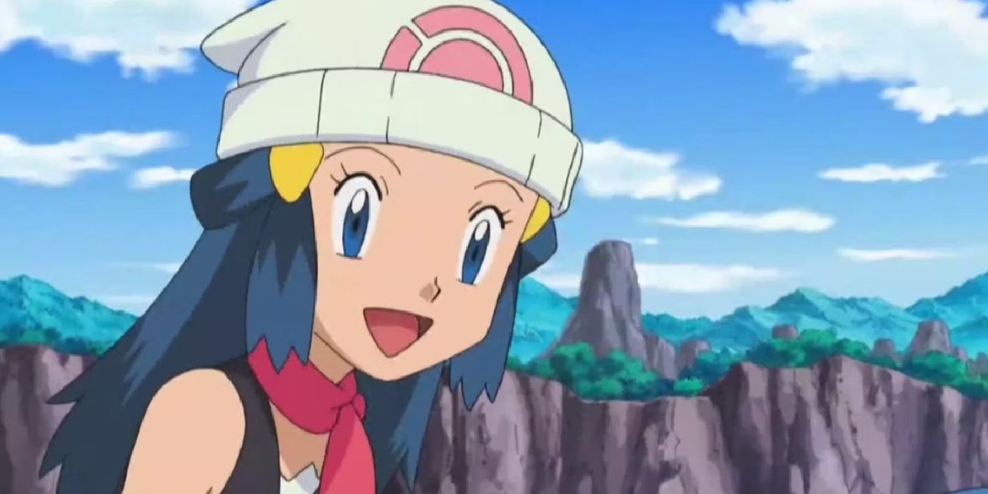 Pokémon's Dawn Smiling on a mountainous path. - Appears in Pokémon: Diamond & Pearl - Dawn - Like a Sister